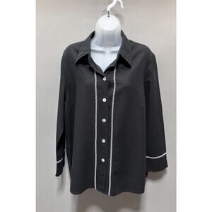 Maggie Barnes Black Embroidered Linen Tunic Top Boho Women's Plus Size 18W